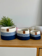 Load image into Gallery viewer, NAVY STRIPE | Crochet Baskets
