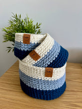 Load image into Gallery viewer, NAVY STRIPE | Crochet Baskets
