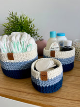 Load image into Gallery viewer, NAVY STRIPE | Crochet Baskets
