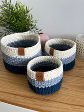 Load image into Gallery viewer, NAVY STRIPE | Crochet Baskets
