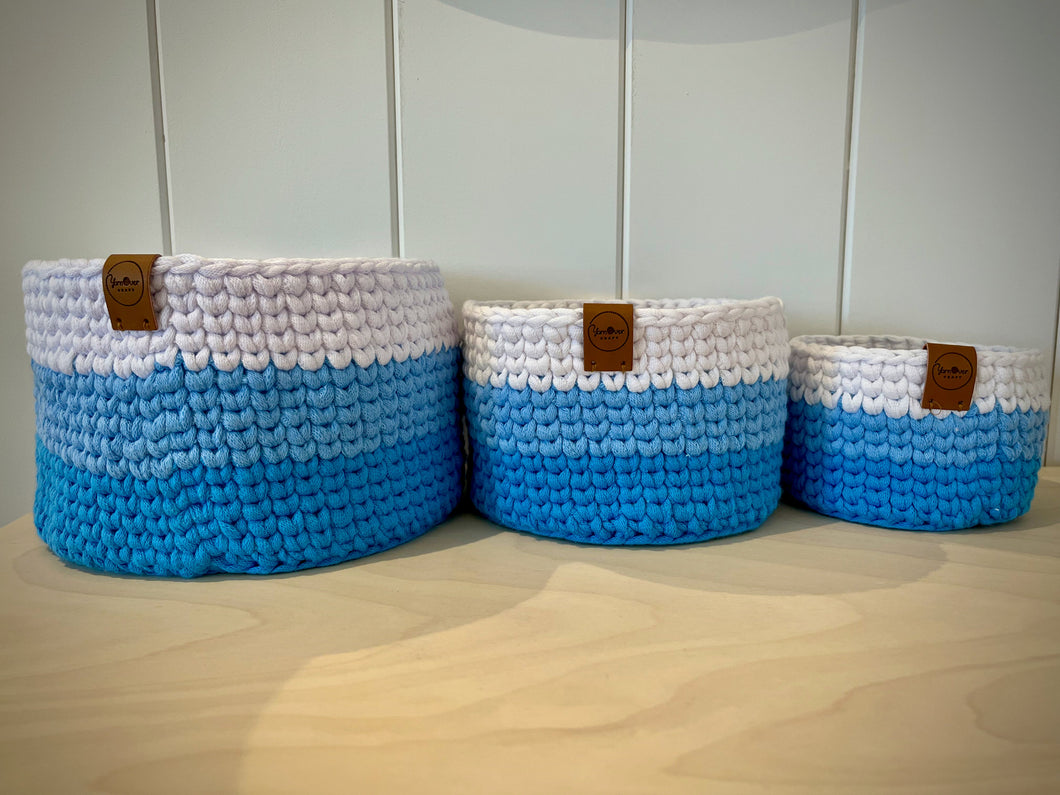 BLUE STRIPE | Crochet Baskets