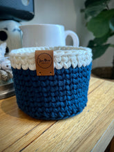 Load image into Gallery viewer, NAVY with Cream Trim | Crochet Planter
