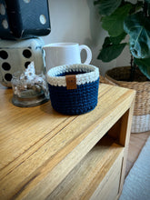 Load image into Gallery viewer, NAVY with Cream Trim | Crochet Planter
