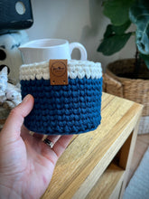 Load image into Gallery viewer, NAVY with Cream Trim | Crochet Planter
