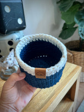 Load image into Gallery viewer, NAVY with Cream Trim | Crochet Planter
