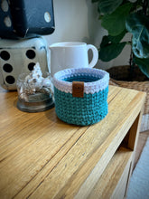 Load image into Gallery viewer, DUSTY TEAL with White Trim | Crochet Planter
