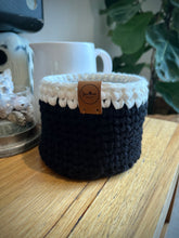 Load image into Gallery viewer, BLACK with Cream Trim | Crochet Planter
