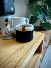 Load image into Gallery viewer, BLACK with Cream Trim | Crochet Planter
