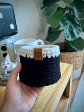 Load image into Gallery viewer, BLACK with Cream Trim | Crochet Planter
