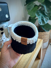 Load image into Gallery viewer, BLACK with Cream Trim | Crochet Planter
