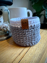 Load image into Gallery viewer, GREY with White Trim | Crochet Planter
