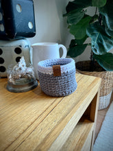 Load image into Gallery viewer, GREY with White Trim | Crochet Planter
