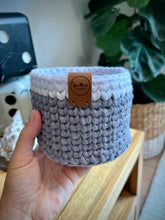 Load image into Gallery viewer, GREY with White Trim | Crochet Planter
