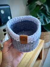 Load image into Gallery viewer, GREY with White Trim | Crochet Planter
