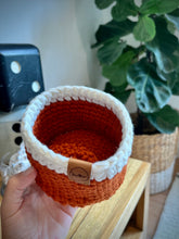 Load image into Gallery viewer, RUST with Cream Trim | Crochet Planter
