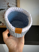 Load image into Gallery viewer, DUSTY BLUE with White Trim | Crochet Planter
